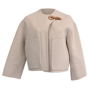 Hermès Jacket With Buckle Detail in Beige Cashmere